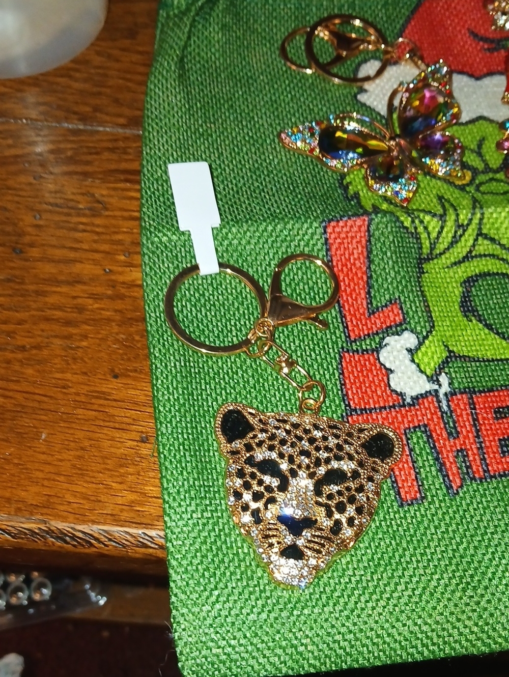 Gold Leopard Head Keychain Bag Charm - Women Accessories